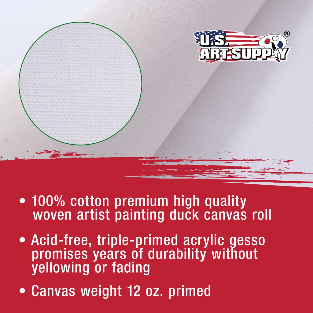U.S. Art Supply 36" Wide x 6 Yards (18 Feet) Long Unstretched Canvas Roll - 100% Cotton, 12oz Triple Primed Gesso, Acid-Free - Pro Artist Quality, Oil & Acrylic Painting, Murals Backdrop, Cut Size