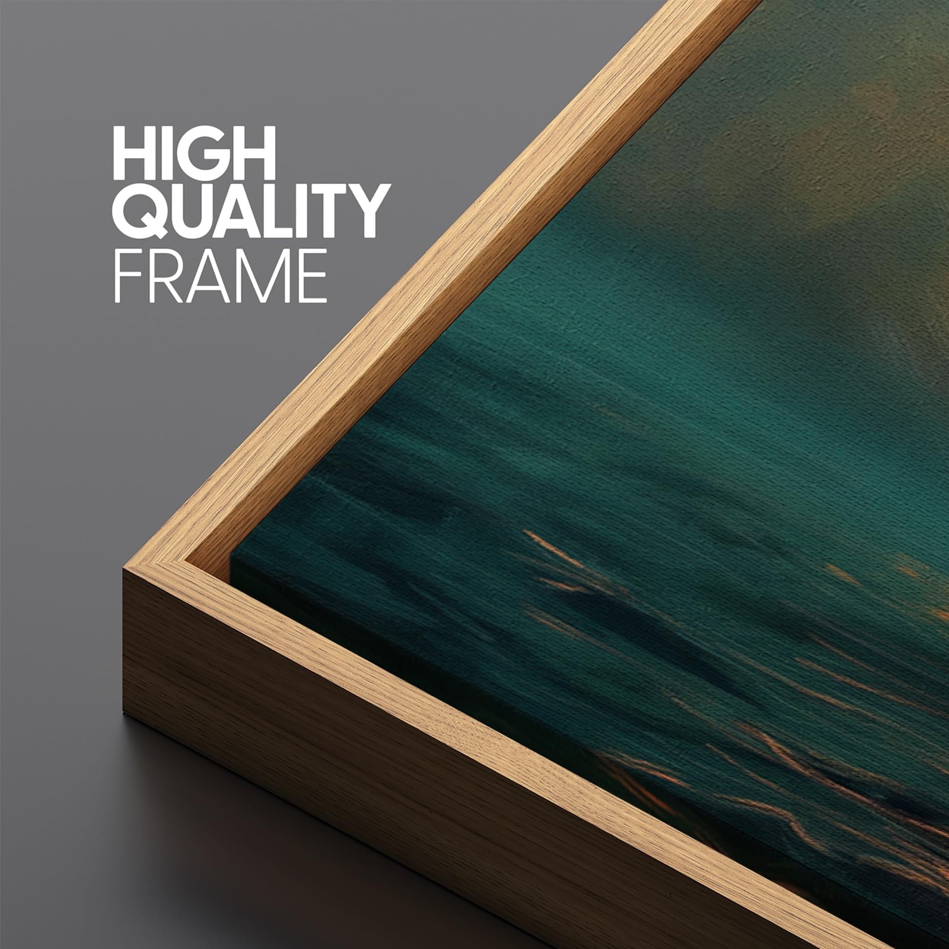 IDEA4WALL Extra Large Framed Canvas Print Wall Art Sunset Over Ocean Vibrant Red Sun and Blue Waters Classic Art Vintage Wall Decor Oversized Artwork Relax/Calm for Living Room - 60"x30"