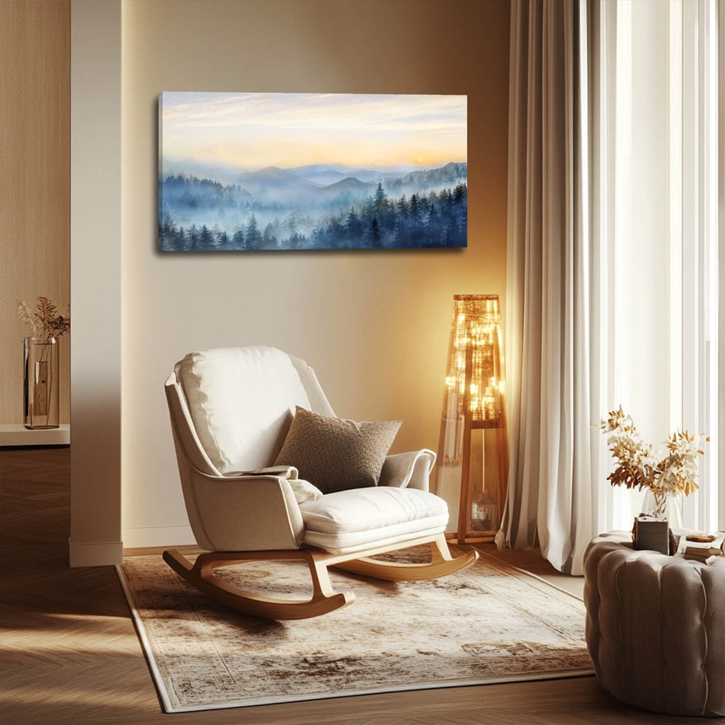 Landscape Wall Decor Gold Sunset Pictures Mountain Canvas Painting Contemporary Wall Art for Living Room Office Home 20"x 40" Modern Photo