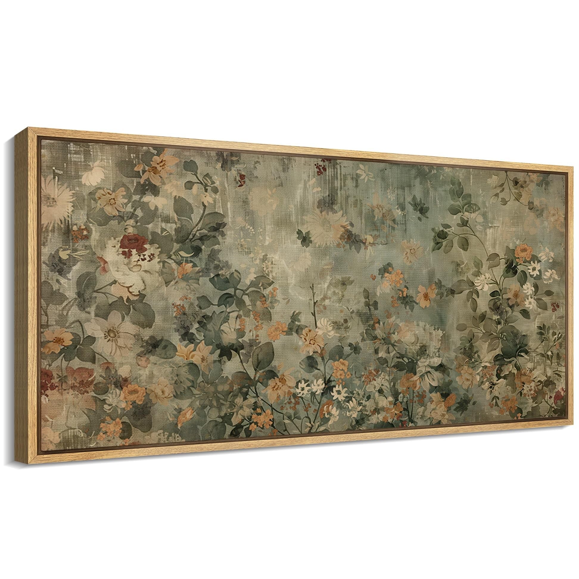 IDEA4WALL Extra Large Framed Canvas Print Wall Art Spring VIntage Floral Classic Art Traditional Oriental Landscape Wall Decor Oversized Artwork Relax/Calm for Living Room - 60"x30"