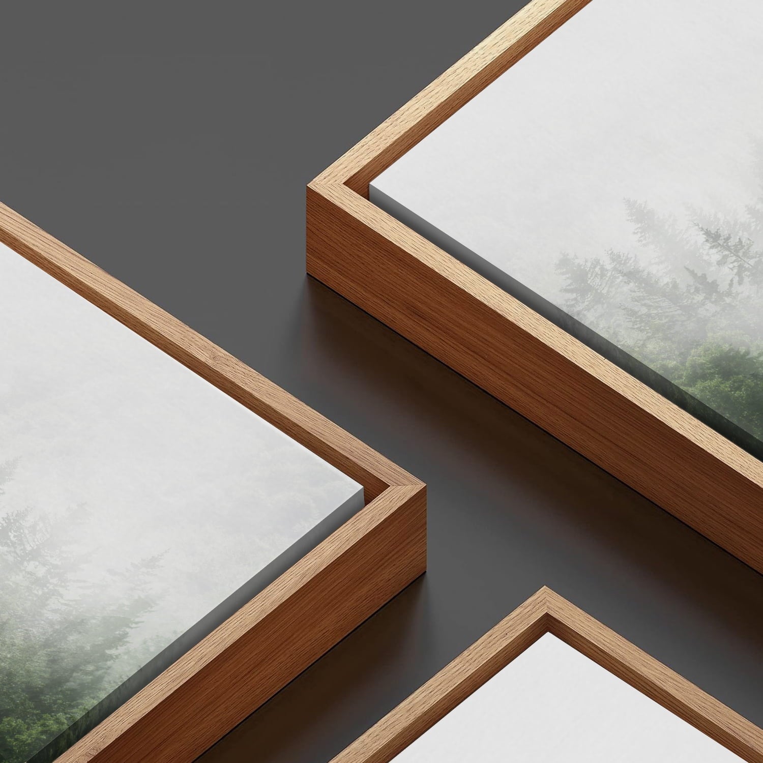 Misty Green Forest Framed Canvas Wall Art Set, Nature Scenery Modern Wall Decor, Foggy Mountain Wall Painting, Woodland Landscape Nursery Art Print for Living Room, Bedroom, Office - 16"x24"x3