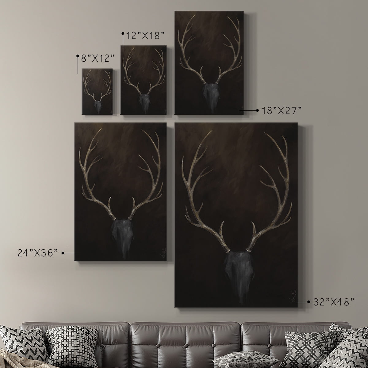 Buck Wildlife Wall Art, Premium Gallery Wrapped Canvas - Rustic Deer Print - Ready to Hang