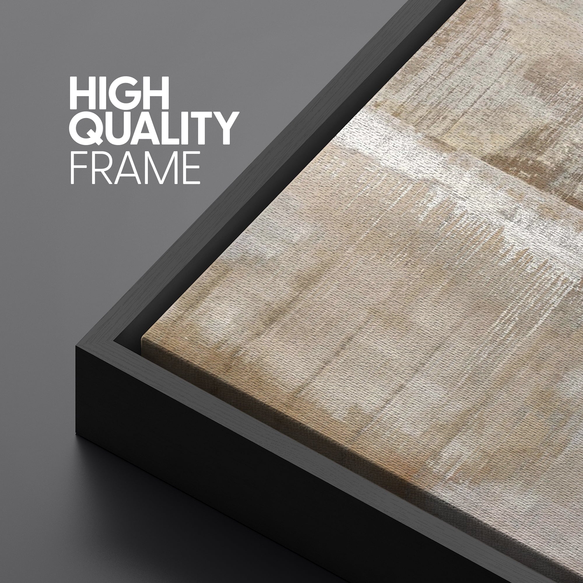 Large Framed Canvas Print Neutral Beige and White Textured with a Weathered LookWall Art Decorative Ready to Hang Painting for Living room Bedroom 60x30 inches Black Frame