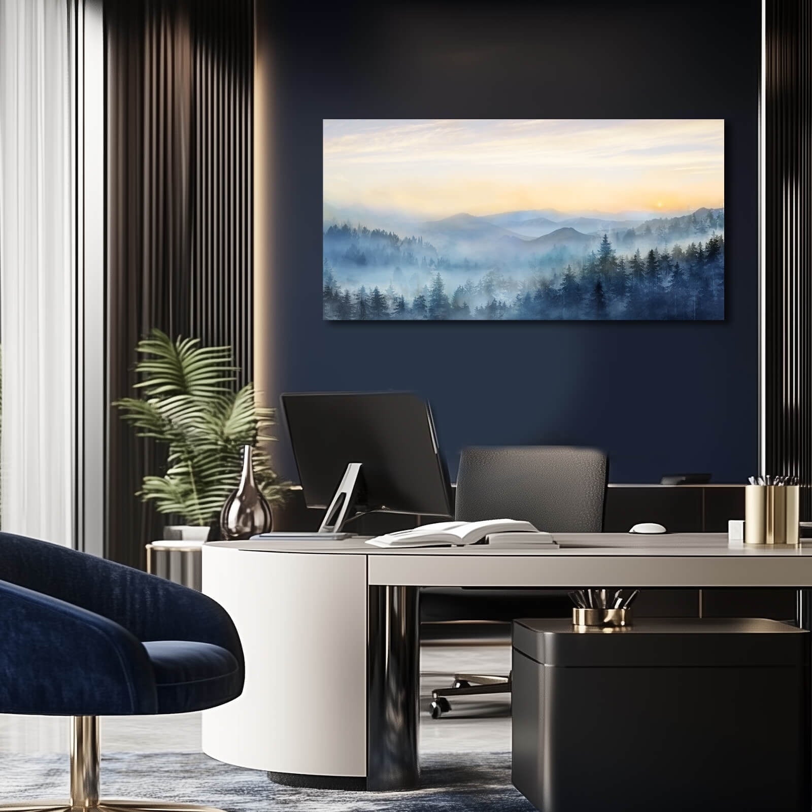 Landscape Wall Decor Gold Sunset Pictures Mountain Canvas Painting Contemporary Wall Art for Living Room Office Home 20"x 40" Modern Photo