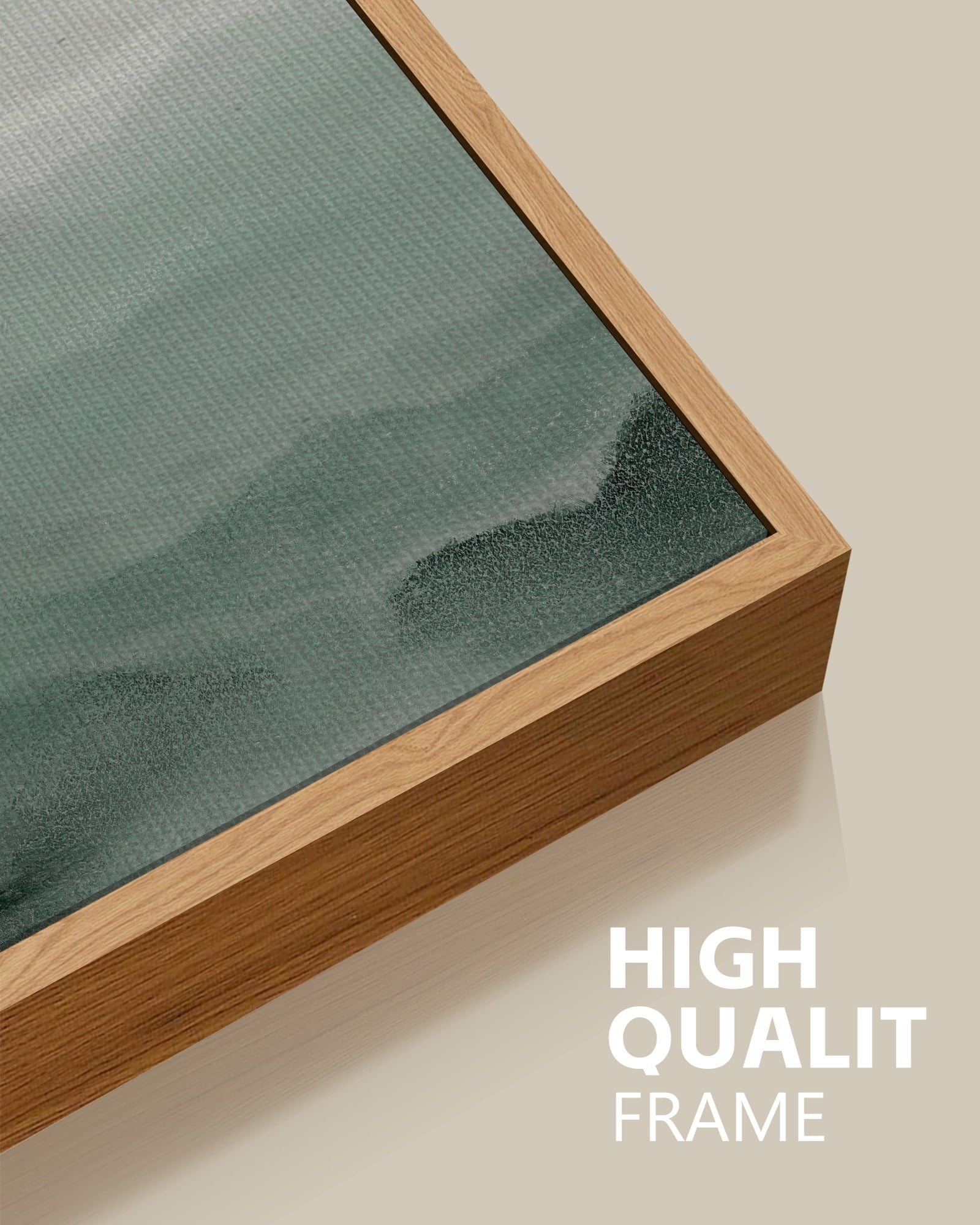 SHENIFY Abstract Landscape Wall Art 20x40in Natural Framed Minimalist Tan Green Mountain Neutral Toned Misty Nature Wilderness Illustrations Modern Art Decorative