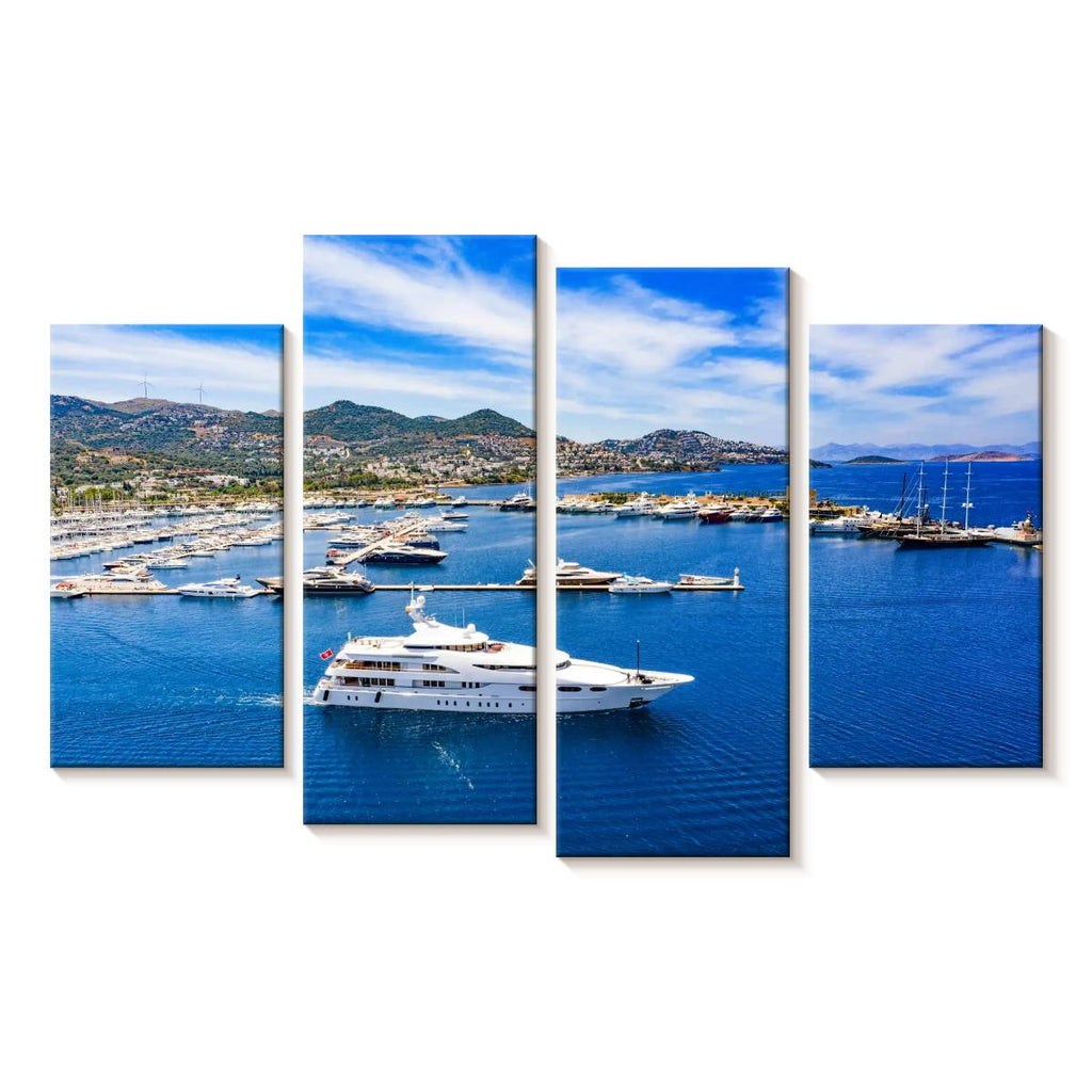 Elephant Stock Ship Wheel And Deck Wall Art - Horizontal Multi Panel Canvas - Living Room Wall Decor - Nautical Multi Panel - Brown And Beige Decor - 30" x 18"