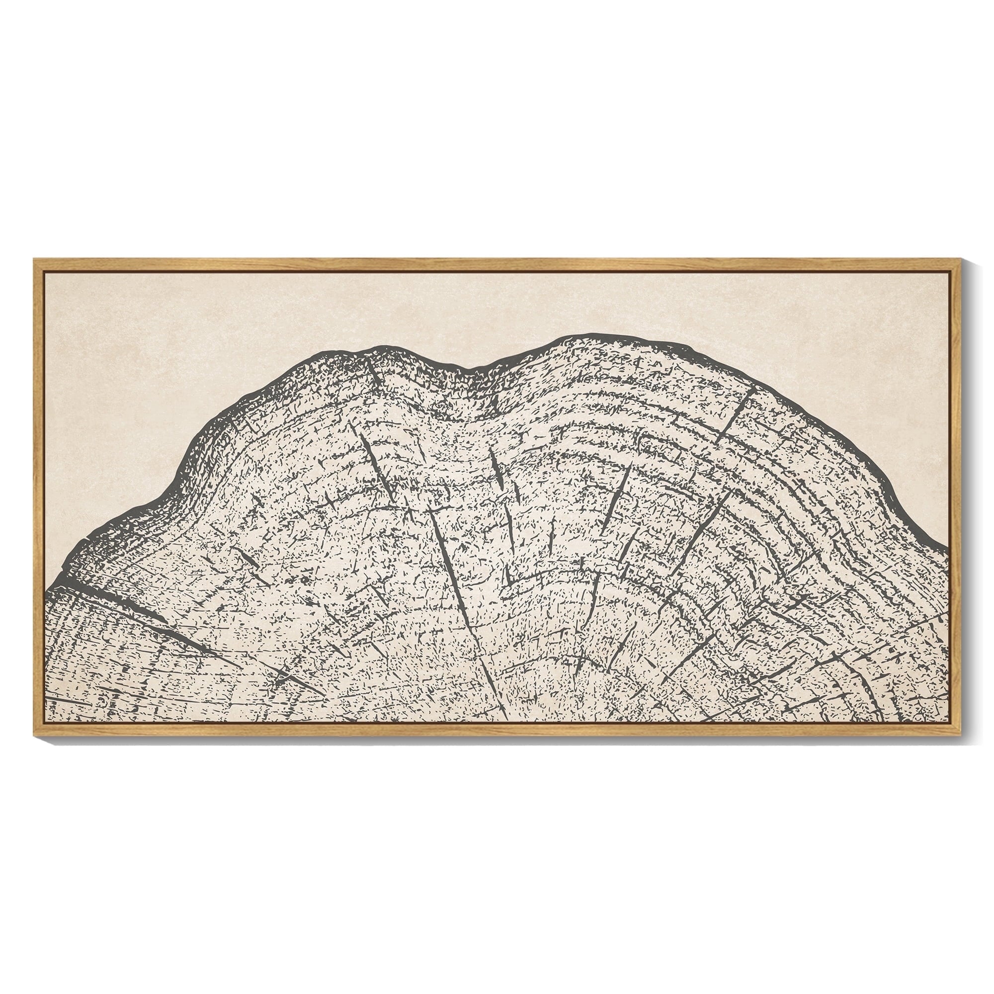 SHENIFY Abstract Landscape Wall Art 20x40in Natural Framed Minimalist Tan Green Mountain Neutral Toned Misty Nature Wilderness Illustrations Modern Art Decorative