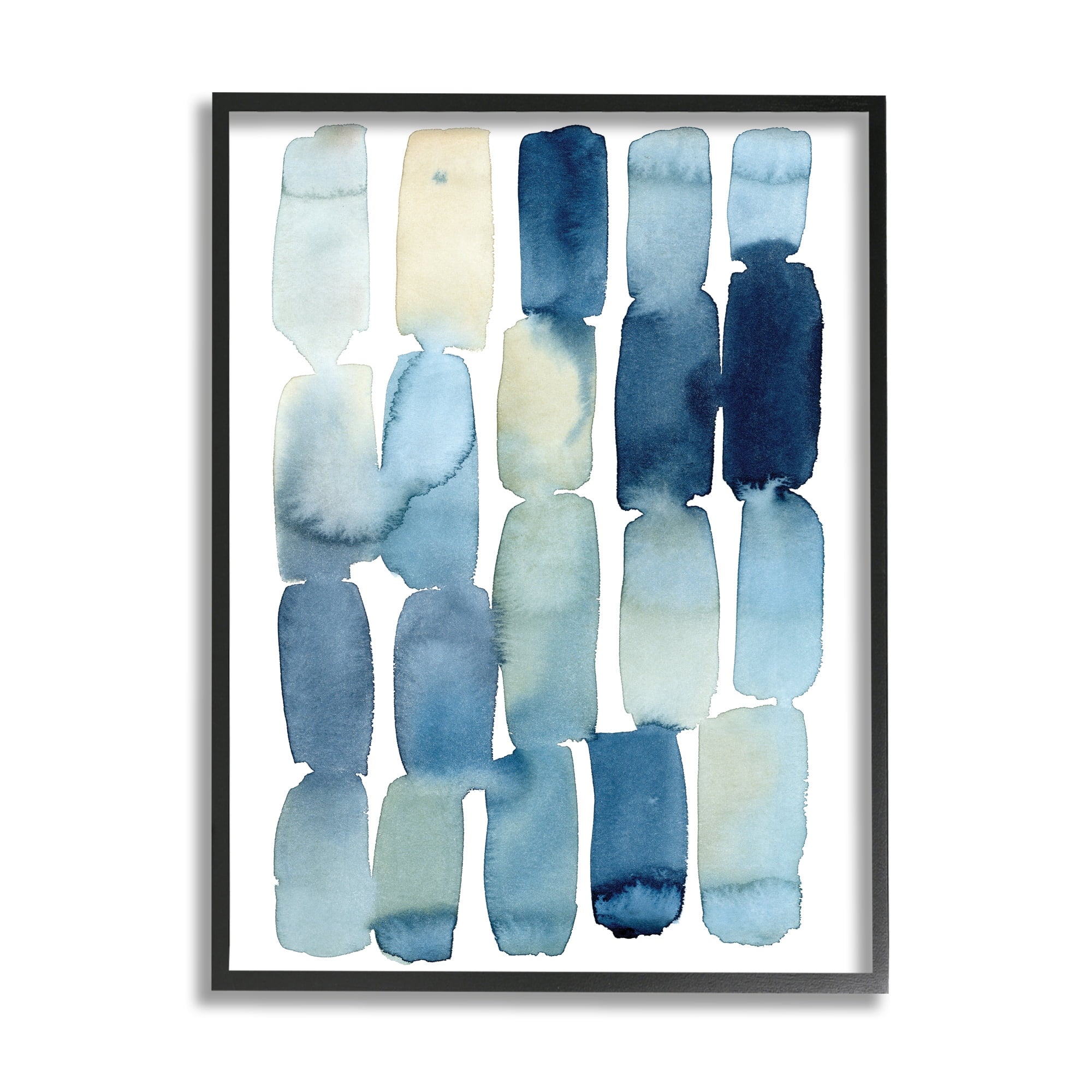 Stupell Industries Beach Inspired Abstraction Watercolor Block Shapes Abstract Painting Black Framed Art Print Wall Art, 11 x 14