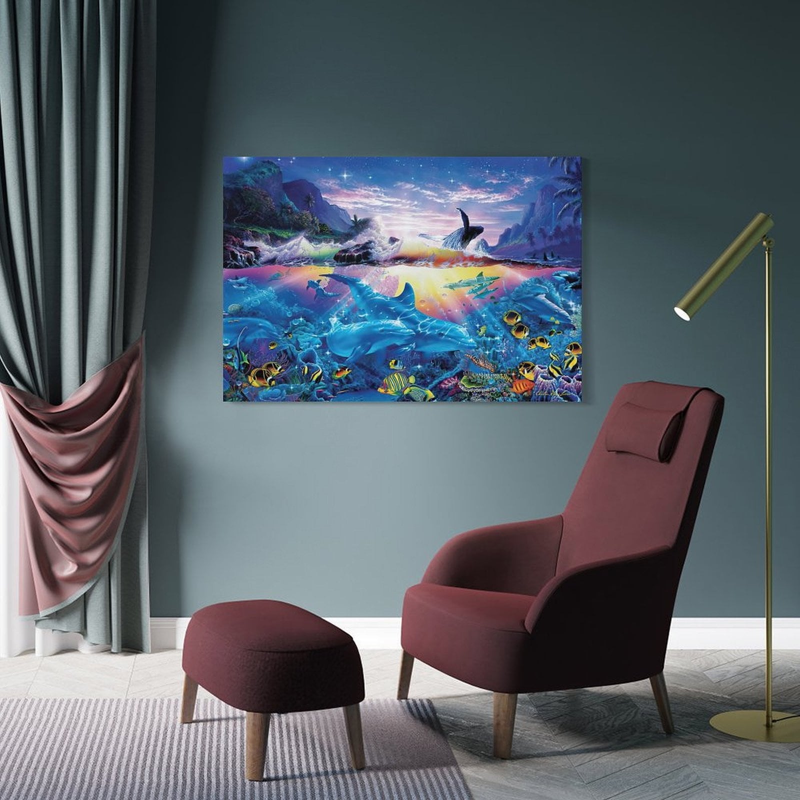 Blue Ocean Lassen Ocean View Sea Animals Coral Reef Poster Posters Art Print Wall Photo Paint Poster Picture Family Decor 20x30inch(50x75cm)